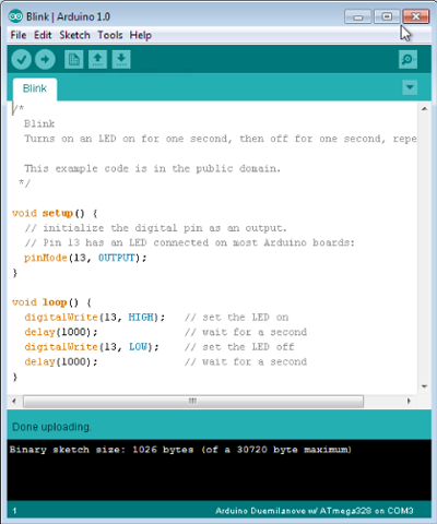 Upload sketch su Arduino 2009