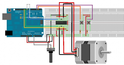 Motore stepper bipolare due pulsanti e un potenziometro