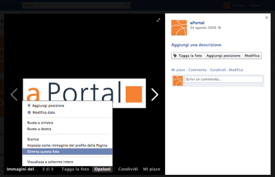 Elimina questa foto da FaceBook
