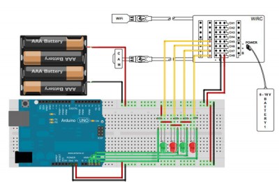 collegamento WiRC arduino e led