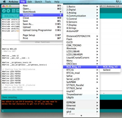 apertura file di esempio Rainbow Led Ring Arduino