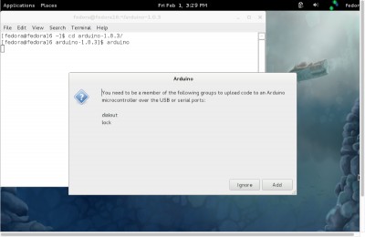 IDE Arduino sulla Fedora