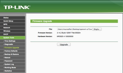 OpenWRT su MR3020 Select firmware