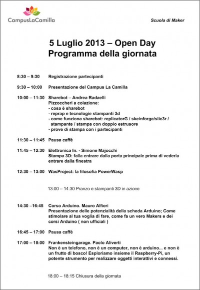 OpenDay 5 luglio 2013