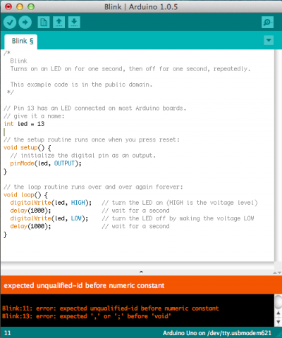 errori arduino ide punto e virgola