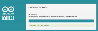 Arduino Yun Restart completato