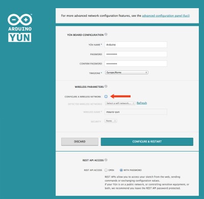 Arduino Yun configurazione password
