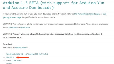 Arduino Yun downlad 1.5.4 beta OSX