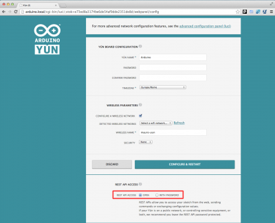 arduino yun REST api config