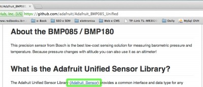 BMP085 barometric sensor unified sensor library