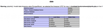 arduno yun php timezone phpinfo