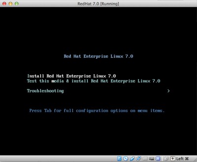 RedHat Enterprise Linux 7 avvio installazione