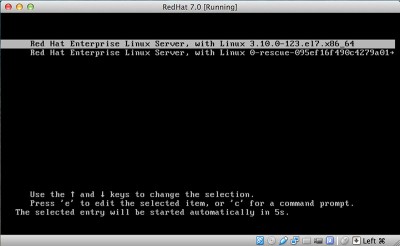 RedHat Enterprise Linux 7 primo startup