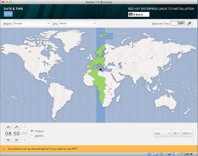 RedHat Enterprise Linux 7 seleziona il fuso orario Roma