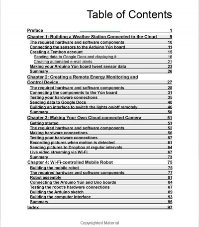 Internet of Things with the Arduino Yun Table of contents