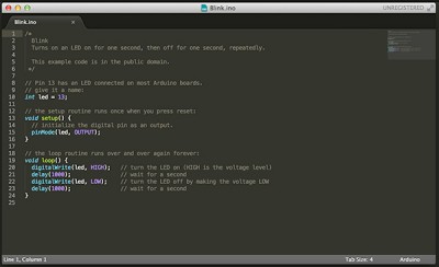 Sublime Text Arduino IDE 1.5.6r2 blink