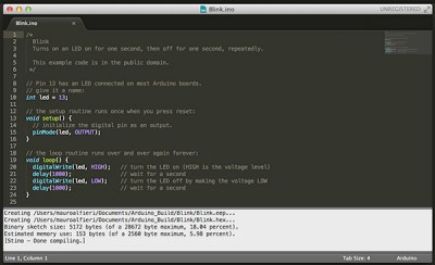 Sublime Text Arduino IDE 1.5.6r2 done compiling