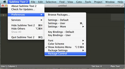 Sublime Text Arduino IDE 1.5.6r2 package control