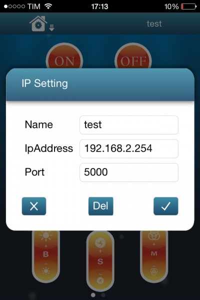 Wifi RGB iphone config ip and port