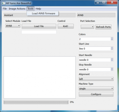 ayab gui upload firmware