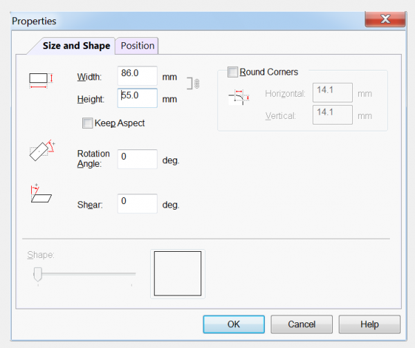 iModela Creator PCB piano properties size