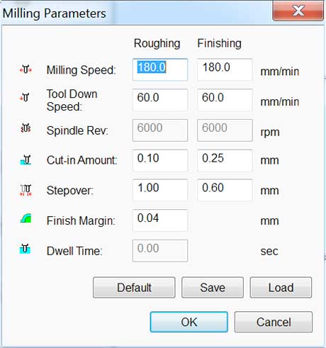 iModela Creator PCB piano milling parameters