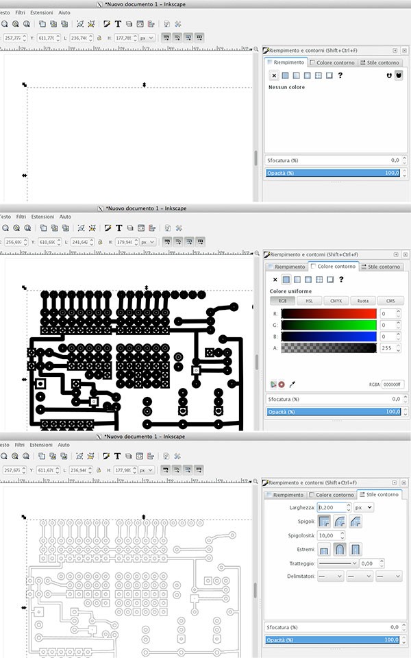 PCB Fritzing to iModela riempimento contorno style