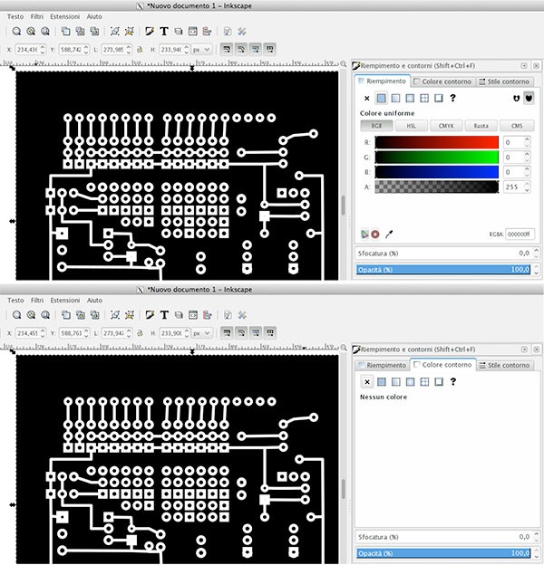 PCB Fritzing to iModela riempimento differenza