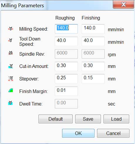 iModela Creator PCB milling parameters