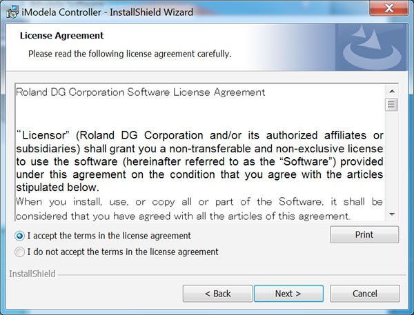 iModela Software install Controller license