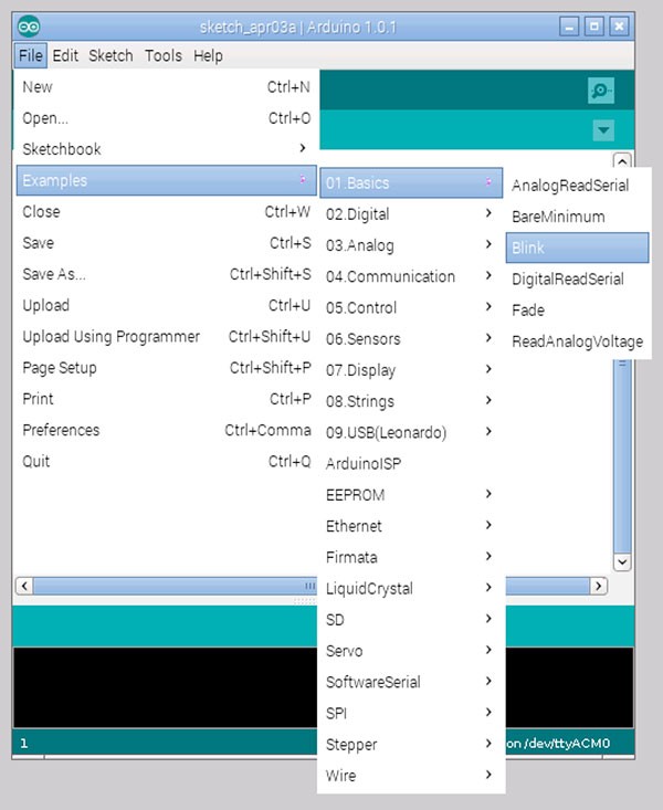 remote raspbian control arduino load blink