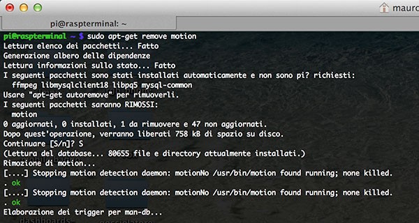 remote raspbian control arduino remove motion
