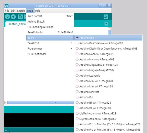 remote raspbian control arduino select type