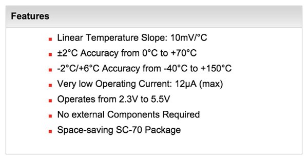 meteo shield MCP9700A caratteristiche