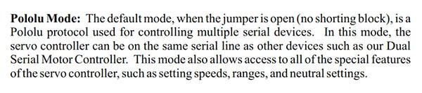 Micro Serial Servo Controller Pololu Mode