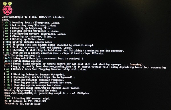 OctoPi Raspberry Pi Generating SSH