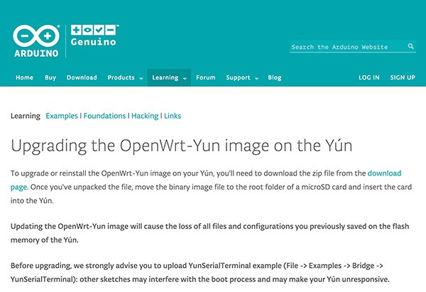 Upgrading OpenWrt on Yun