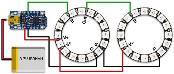 led NeoPixels Ring 16 WS2812 diagram