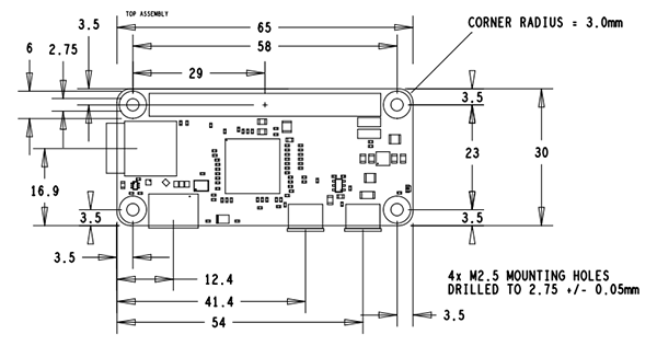 pi zero dimensions