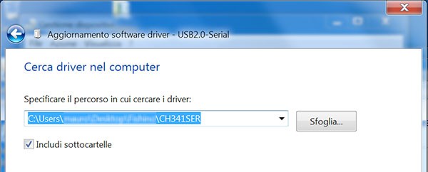 Fishino WiFi Flash Update windows select driver