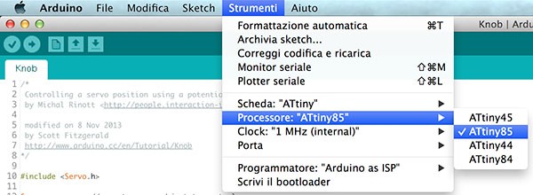 Attiny85 ProgramMode select type