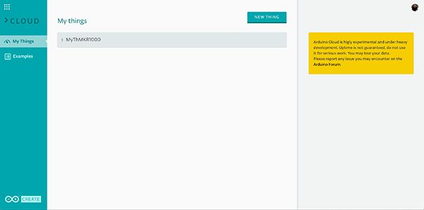 arduino cloud first screen