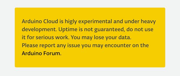 cloud.arduino.cc disclaimer