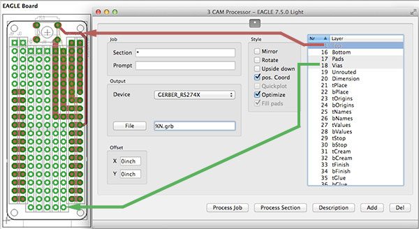 Export EAGLECAD Gerber Top Via Pads