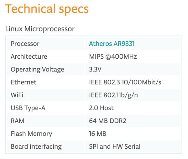 Yun Shield technical spec