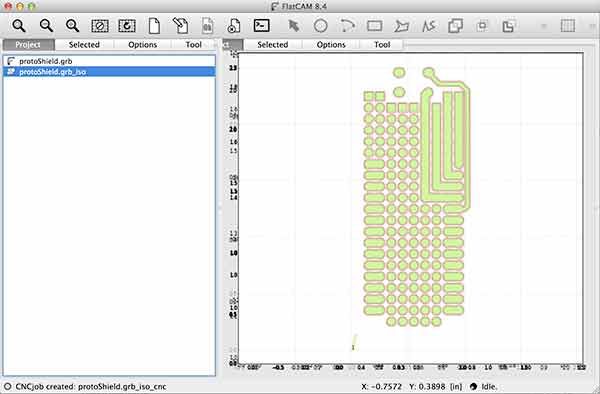 import gerber flatcam protoShield grb iso selected