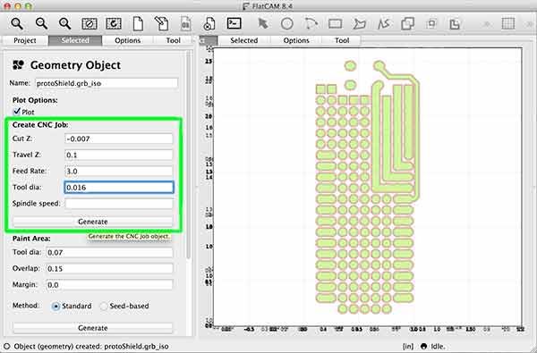 import gerber flatcam protoShield grb iso parameter