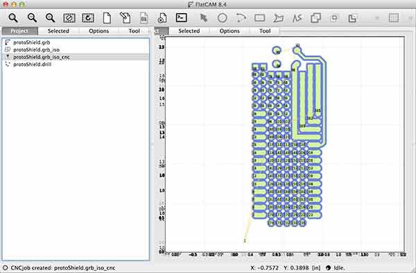 import gerber flatcam protoShield grb iso cnc selected