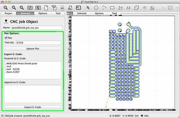 import gerber flatcam protoShield grb iso cnc parameter