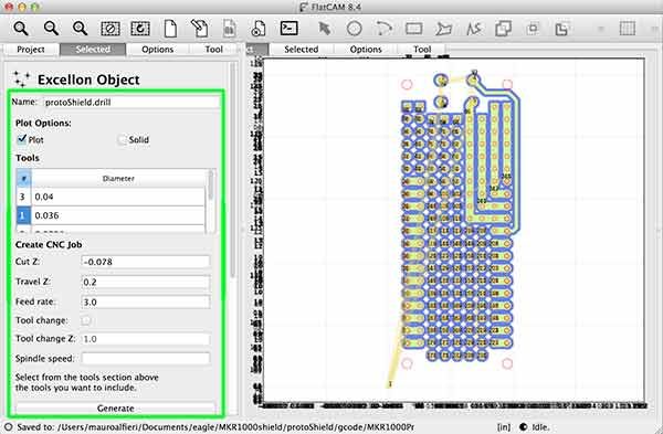import gerber flatcam protoShield drill parameter 1
